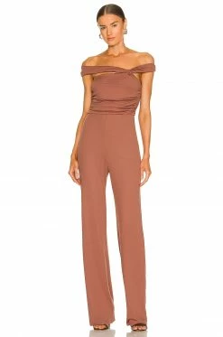 Camila Coelho Teaghan Jumpsuit In Brick Mauve