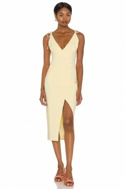 Camila Coelho Aaliyah Midi Dress In Butter Yellow
