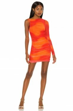 Camila Coelho Seri Mini Dress In Orange Tie Dye