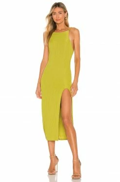 Camila Coelho Shelly Midi Dress In Yellow Green