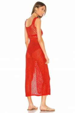 Camila Coelho Athena Crochet Dress In Coral Red -CAMILA COELHO Shop COEL WD15 V3