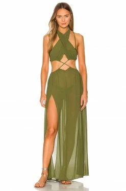 Camila Coelho Scarlet Maxi Dress In Sage Green