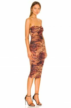 Camila Coelho Diana Midi Dress In Black Tiger Stripe -CAMILA COELHO Shop COEL WD185 V2