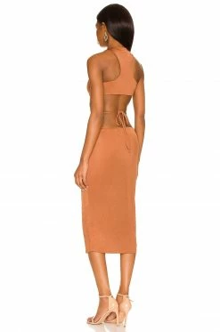 Camila Coelho Cassidy Midi Dress In Chestnut Brown -CAMILA COELHO Shop COEL WD198 V3