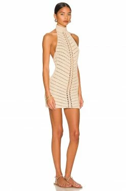Camila Coelho Lyssa Hand Crochet Halter Mini Dress In Sand -CAMILA COELHO Shop COEL WD201 V2