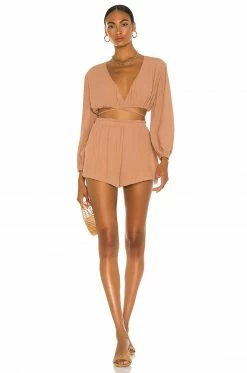 Camila Coelho Hattie Shorts In Taupe -CAMILA COELHO Shop COEL WF20 V4