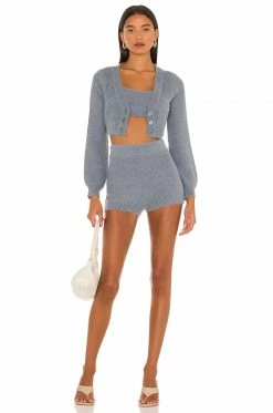 Camila Coelho Toni Knit Shorts In Slate 9 Camila Coelho Toni Knit Shorts In Slate -CAMILA COELHO Shop COEL WF29 V4