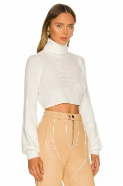 Camila Coelho Cesare Cropped Sweater In White -CAMILA COELHO Shop COEL WK59 V2