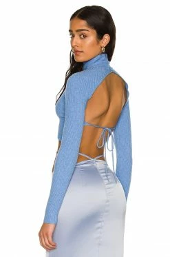 Camila Coelho Meriam Tie Back Sweater In Baby Blue