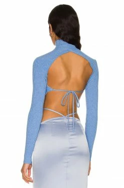 Camila Coelho Meriam Tie Back Sweater In Baby Blue -CAMILA COELHO Shop COEL WK65 V4