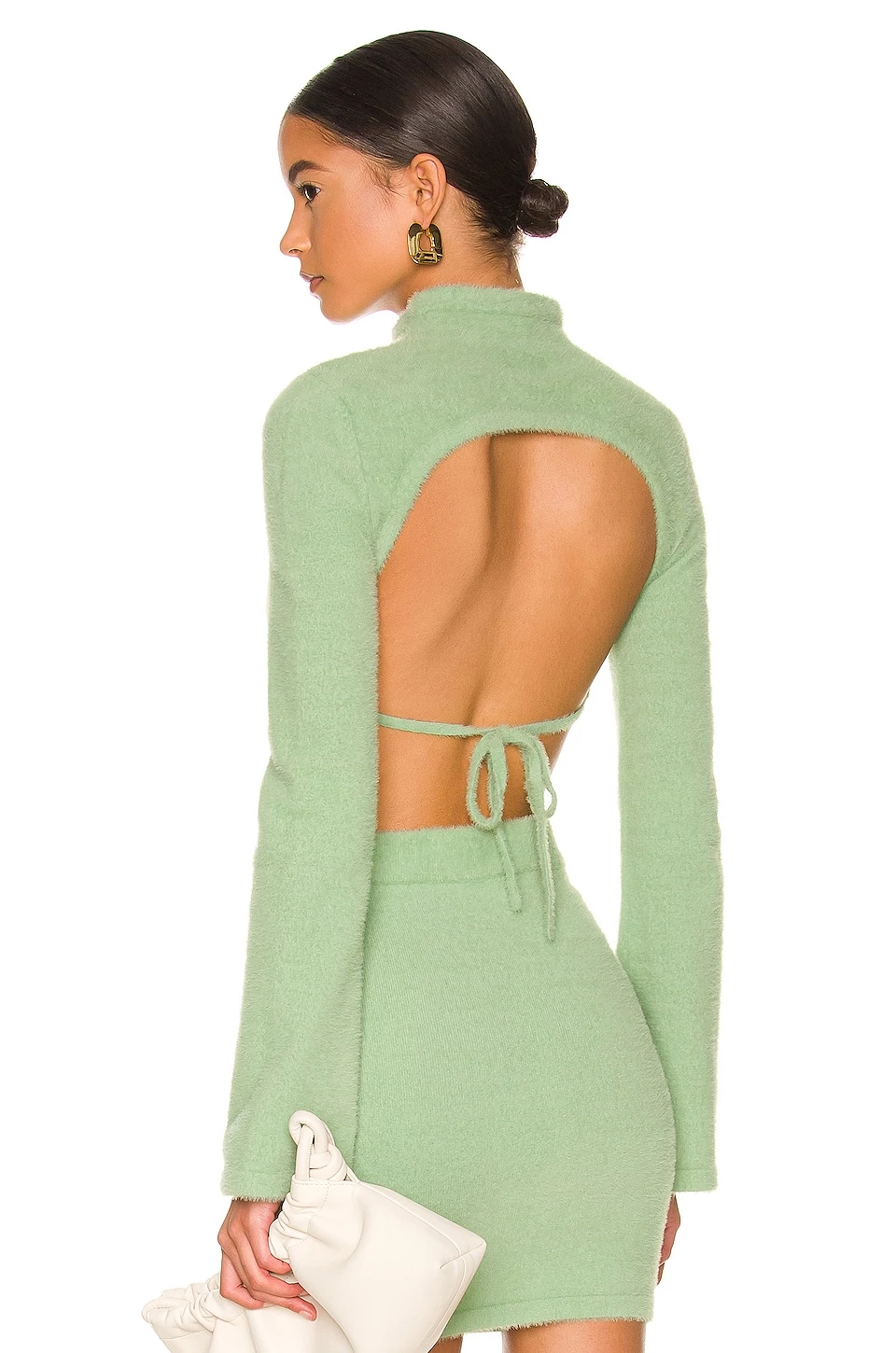 Camila Coelho Raquel Cropped Sweater In Light Green 2 Camila Coelho Raquel Cropped Sweater In Light Green