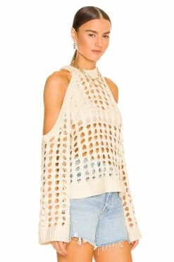 Camila Coelho Inez Open Cable Sweater In Ivory -CAMILA COELHO Shop COEL WK68 V2
