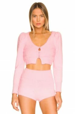 Camila Coelho Genevieve Pearl Cardigan In Baby Pink -CAMILA COELHO Shop COEL WK70 V2