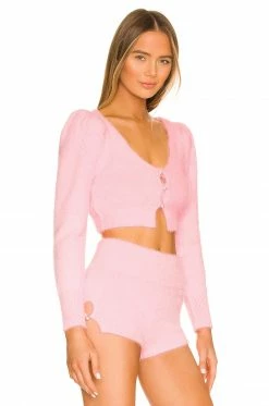 Camila Coelho Genevieve Pearl Cardigan In Baby Pink -CAMILA COELHO Shop COEL WK70 V3