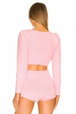 Camila Coelho Genevieve Pearl Cardigan In Baby Pink -CAMILA COELHO Shop COEL WK70 V4