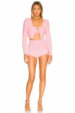 Camila Coelho Genevieve Pearl Cardigan In Baby Pink -CAMILA COELHO Shop COEL WK70 V5