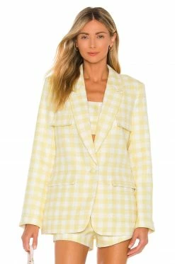 Camila Coelho Dona Blazer In Yellow & White -CAMILA COELHO Shop COEL WO22 V2