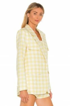 Camila Coelho Dona Blazer In Yellow & White -CAMILA COELHO Shop COEL WO22 V3