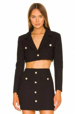 Camila Coelho Becka Crop Blazer In Black