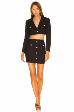 Camila Coelho Becka Crop Blazer In Black -CAMILA COELHO Shop COEL WO28 V4