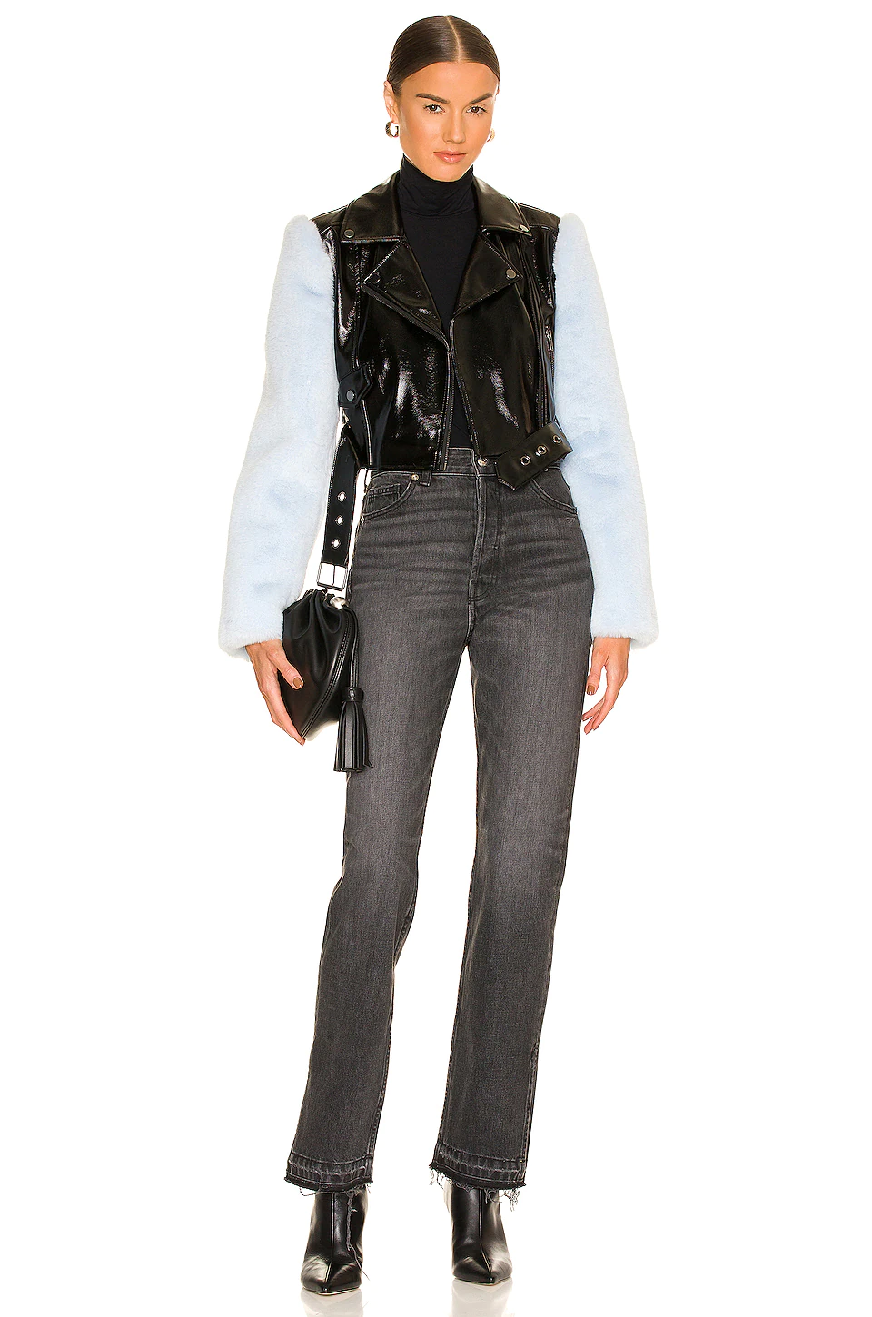 Camila Coelho Florencia Moto Jacket In Black & Blue 6 Camila Coelho Florencia Moto Jacket In Black & Blue - Image 5