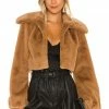 Camila Coelho Cleobella Cropped Faux Fur Jacket In Light Walnut -CAMILA COELHO Shop COEL WO4 V1