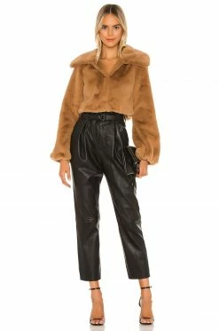 Camila Coelho Cleobella Cropped Faux Fur Jacket In Light Walnut -CAMILA COELHO Shop COEL WO4 V5