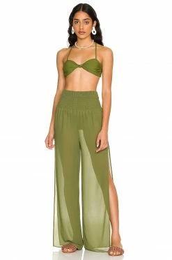 Camila Coelho Nana Pants In Sage Green -CAMILA COELHO Shop COEL WP51 V4