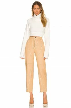 Camila Coelho Yuri Leather Pants In Tan -CAMILA COELHO Shop COEL WP53 V4