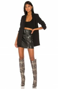 Camila Coelho Sawyer Leather Moto Skirt In Black -CAMILA COELHO Shop COEL WQ15 V4