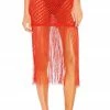 Camila Coelho Ipanema Crochet Skirt In Coral Red