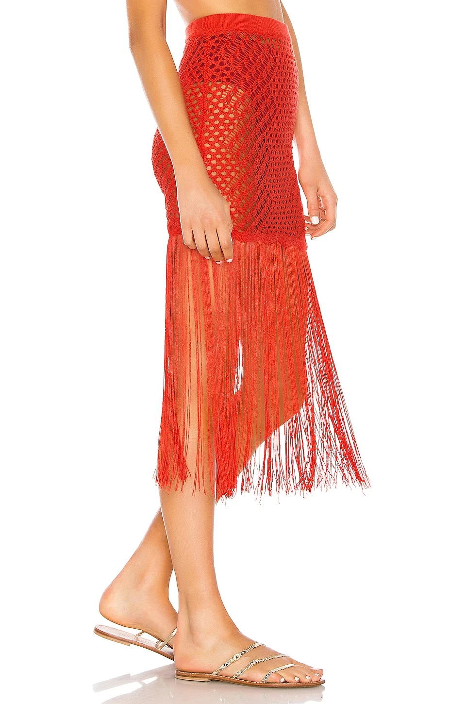 Camila Coelho Ipanema Crochet Skirt In Coral Red 4 Camila Coelho Ipanema Crochet Skirt In Coral Red - Image 2