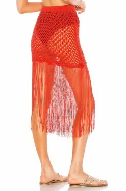 Camila Coelho Ipanema Crochet Skirt In Coral Red 8 Camila Coelho Ipanema Crochet Skirt In Coral Red -CAMILA COELHO Shop COEL WQ1 V3