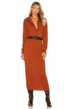 Camila Coelho Nicki Midi Skirt In Brick -CAMILA COELHO Shop COEL WQ43 V4