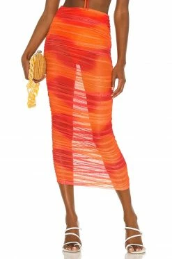 Camila Coelho Kelly Maxi Skirt In Orange Tie Dye