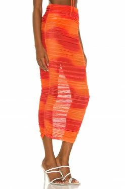 Camila Coelho Kelly Maxi Skirt In Orange Tie Dye -CAMILA COELHO Shop COEL WQ65 V2