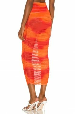 Camila Coelho Kelly Maxi Skirt In Orange Tie Dye -CAMILA COELHO Shop COEL WQ65 V3