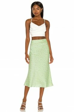 Camila Coelho Gysele Midi Skirt In Sage Delilah -CAMILA COELHO Shop COEL WQ66 V4