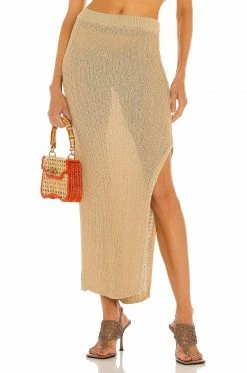 Camila Coelho Cleo Skirt In Gold Flax