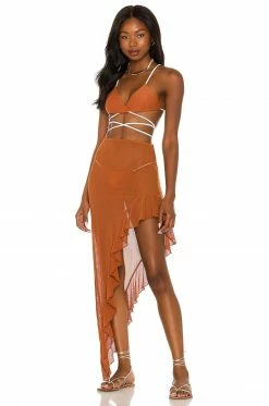 Camila Coelho Shirlie Skirt In Hazel Brown -CAMILA COELHO Shop COEL WQ75 V4