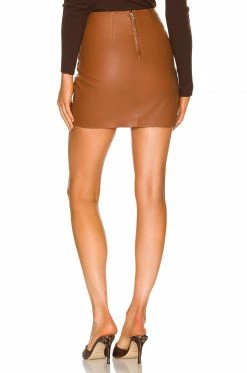 Camila Coelho Danielle Leather Mini Skirt In Brown -CAMILA COELHO Shop COEL WQ80 V3