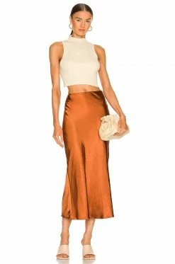 Camila Coelho Gysele Midi Skirt In Brown -CAMILA COELHO Shop COEL WQ83 V4