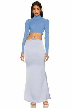 Camila Coelho Jaida Maxi Skirt In Dusty Blue -CAMILA COELHO Shop COEL WQ91 V4