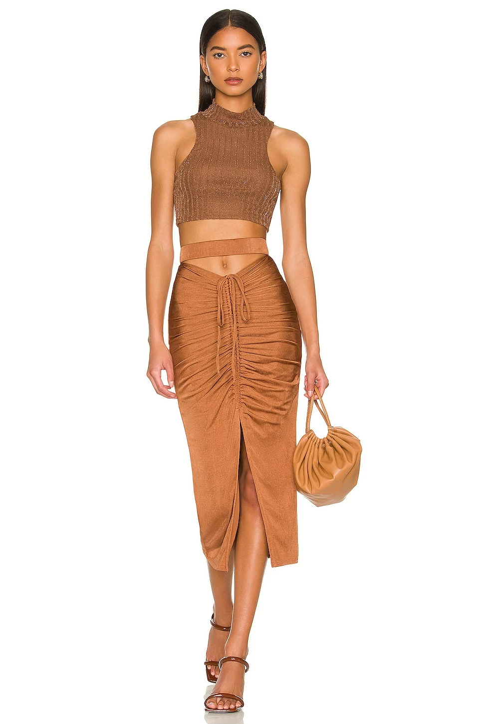 Camila Coelho Janelle Midi Skirt In Chestnut Brown 6 Camila Coelho Janelle Midi Skirt In Chestnut Brown - Image 4