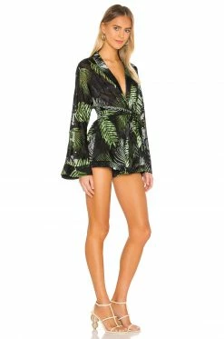 Camila Coelho Amelia Romper In Black Palm -CAMILA COELHO Shop COEL WR5 V2
