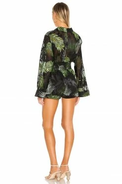 Camila Coelho Amelia Romper In Black Palm -CAMILA COELHO Shop COEL WR5 V3