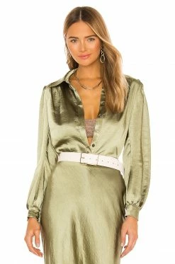 Camila Coelho Beckett Top In Sage