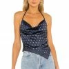Camila Coelho Pauleta Top In Navy Polka Dot In Navy Polka Dot