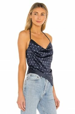 Camila Coelho Pauleta Top In Navy Polka Dot In Navy Polka Dot -CAMILA COELHO Shop COEL WS112 V2