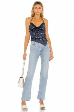 Camila Coelho Pauleta Top In Navy Polka Dot In Navy Polka Dot -CAMILA COELHO Shop COEL WS112 V4